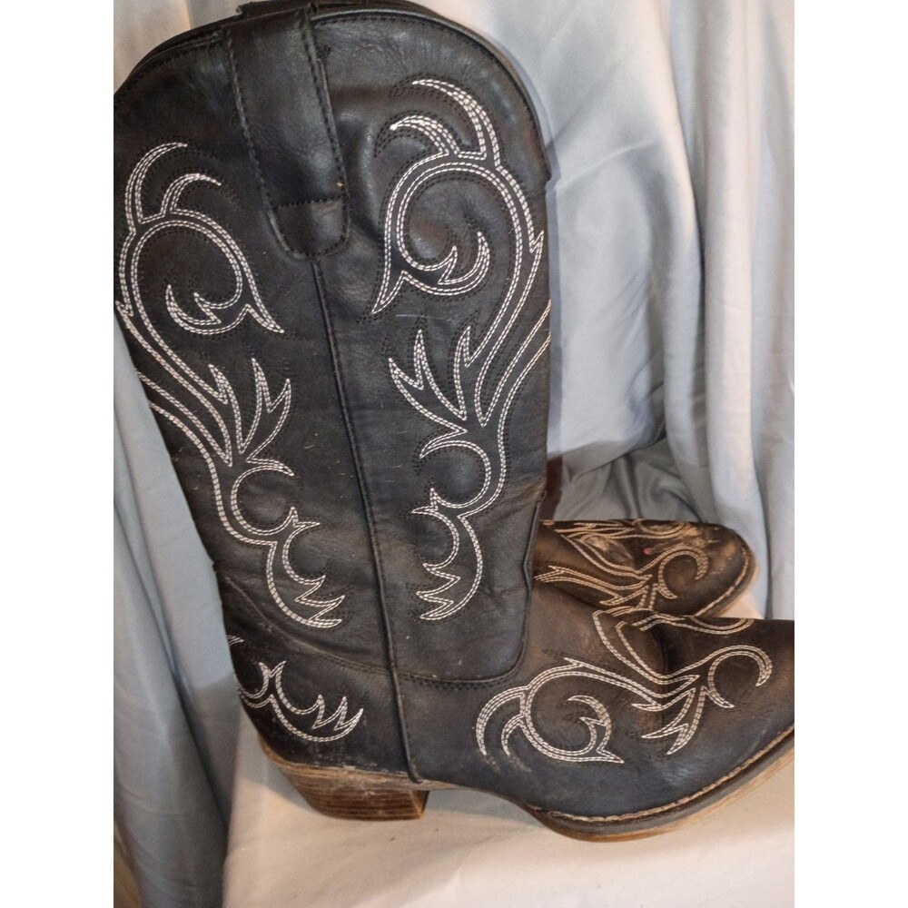 Roper Women's Riley Western Boots Round Toe Black Intricate Stenciling Sz 8 - Picture 2 of 10